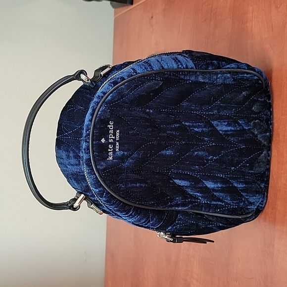 kate spade Handbags - NEW! Kate Spade mini convertible backpack, velvet, Nightcap Blue
